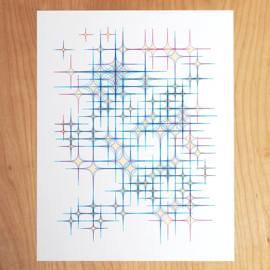 Blue Stars Plotter Art - Limited Edition of 10